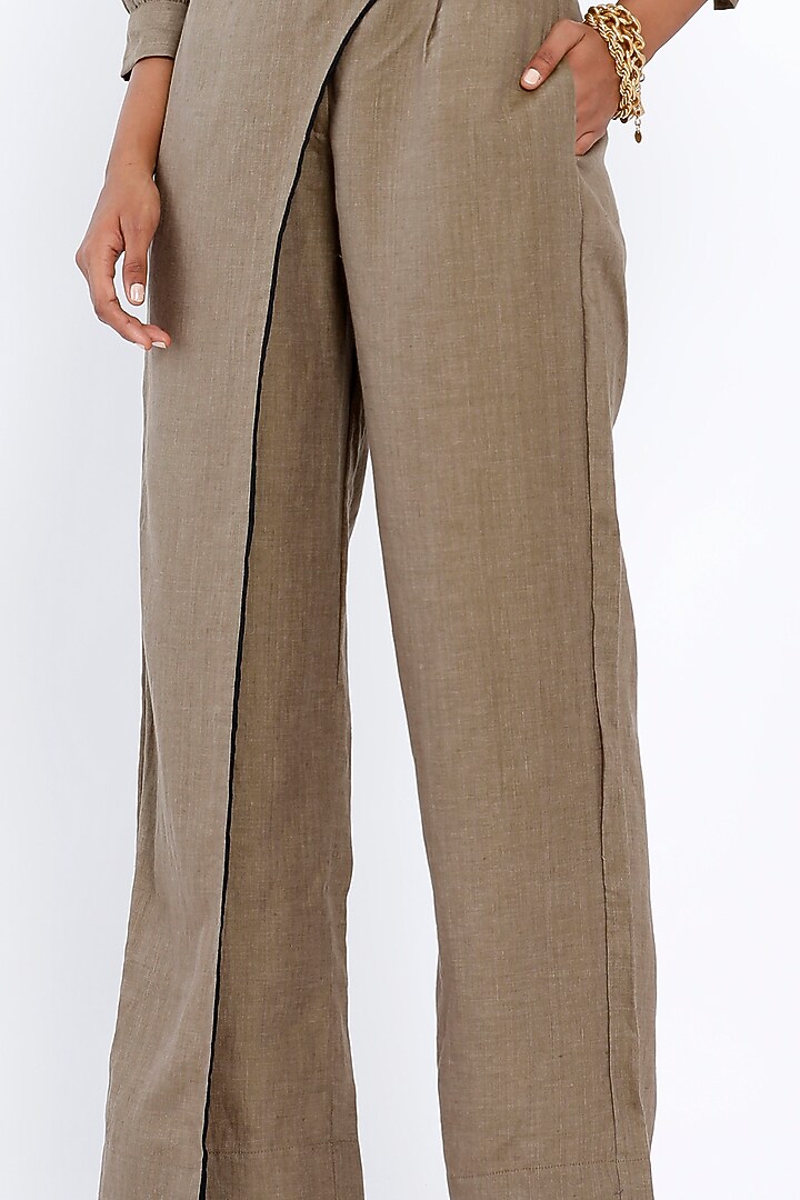Khaki Linen Trousers by SNOB at Pernia's Pop Up Shop