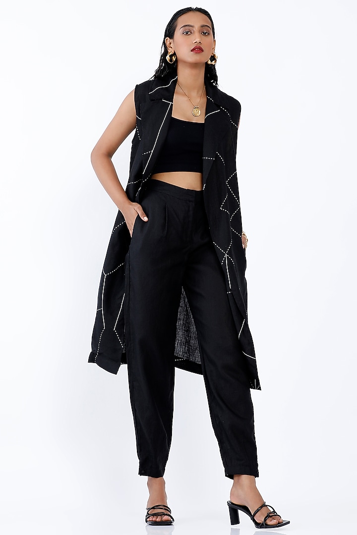Black Trousers In Linen by SNOB at Pernia's Pop Up Shop