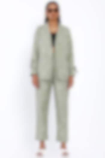 Cabbage Green Garland Printed Trousers by SNOB at Pernia's Pop Up Shop