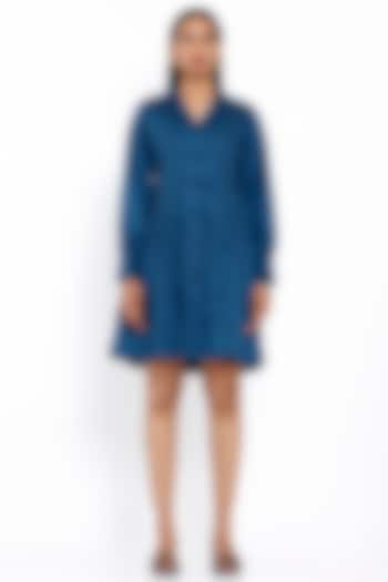Blue Pleated Dress by SNOB