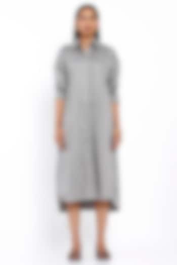 Grey Cotton Shirt Dress by SNOB