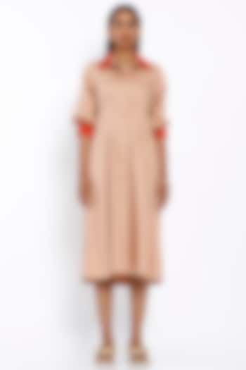 Nude Cotton Pleated Dress by SNOB