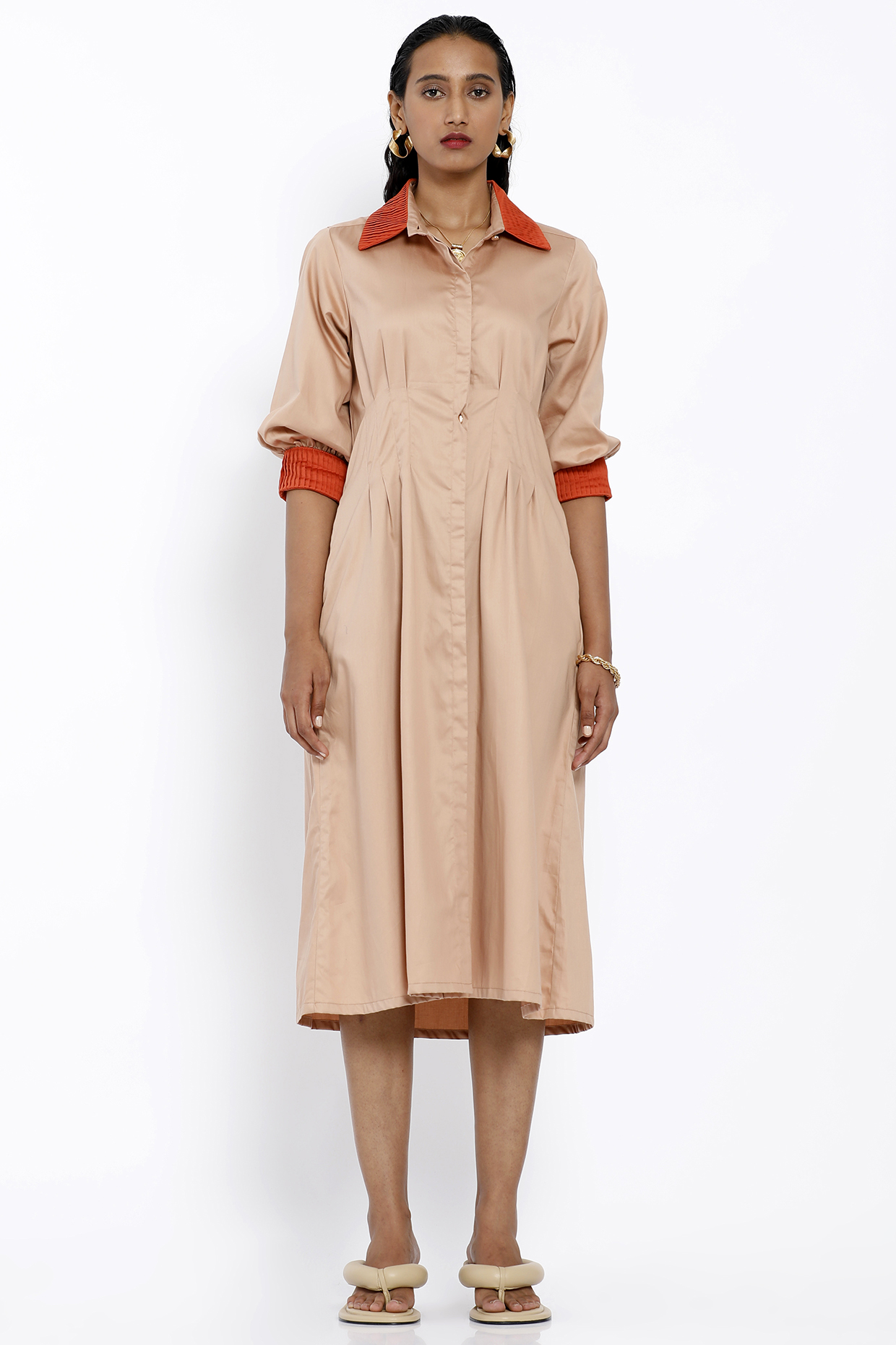 Nude Cotton Pleated Dress by SNOB