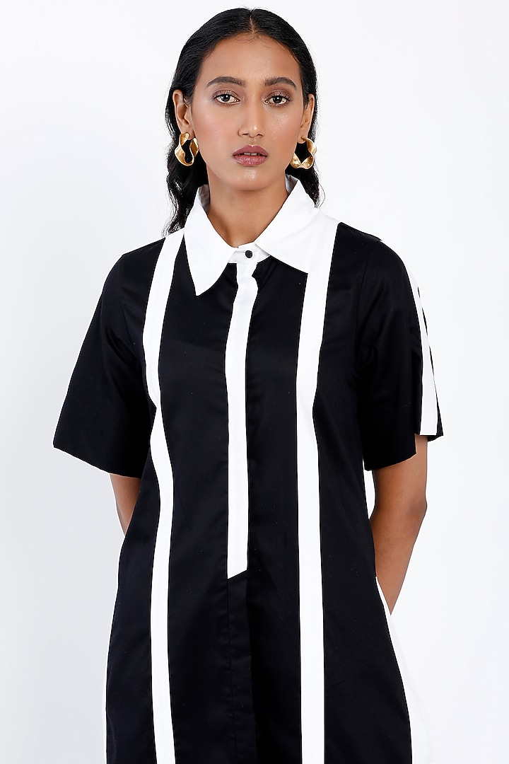 Black Cotton Shirt Tunic by SNOB at Pernia's Pop Up Shop