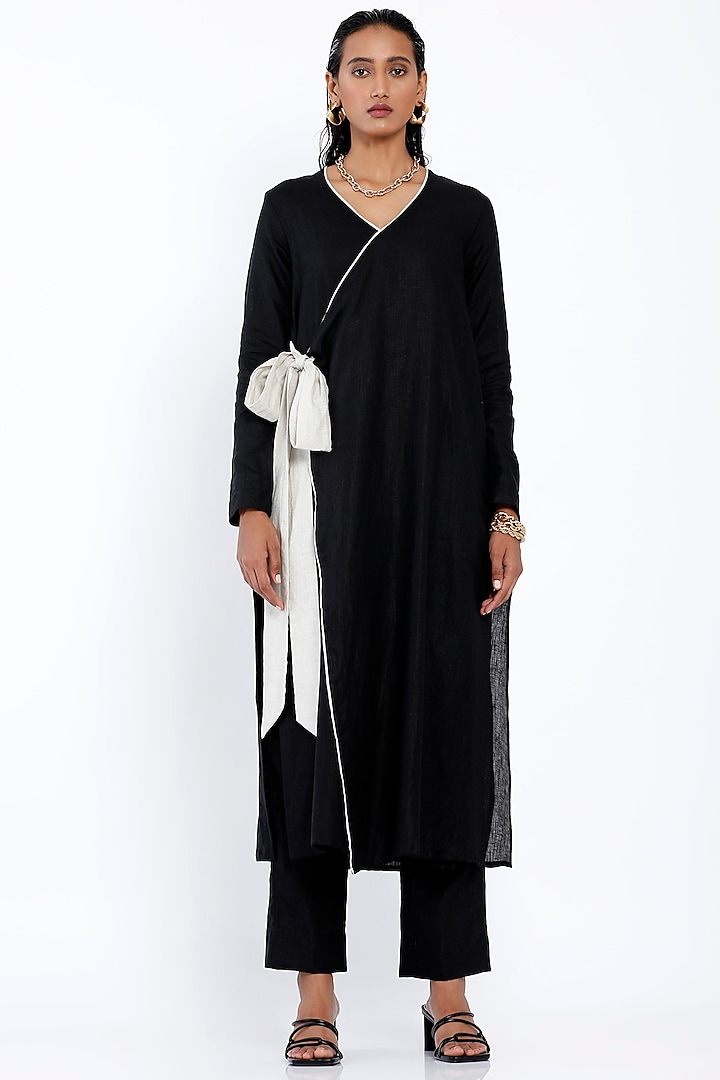 Black Tie-Up Wrap Tunic by SNOB at Pernia's Pop Up Shop