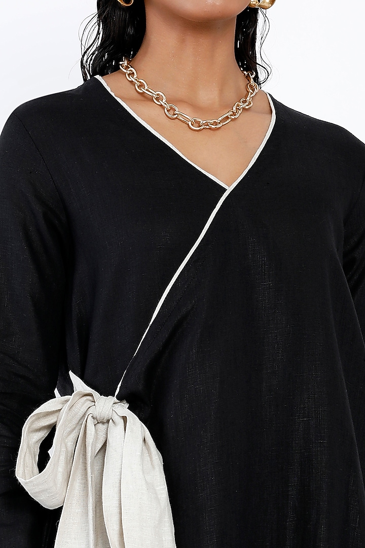 Black Tie-Up Wrap Tunic by SNOB at Pernia's Pop Up Shop