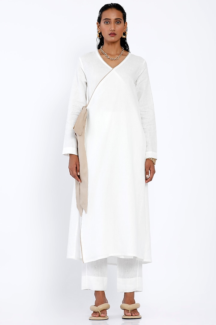 White Tie-Up Wrap Tunic by SNOB at Pernia's Pop Up Shop