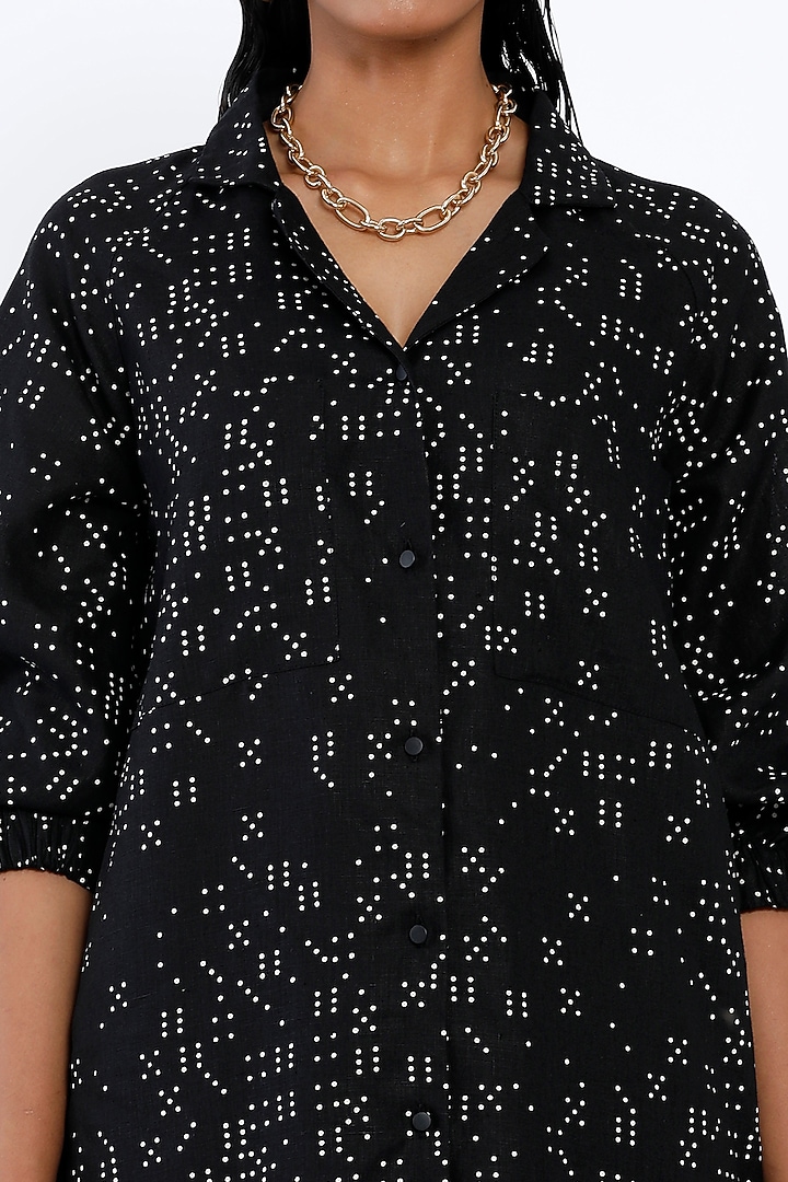 Black Printed Shirt Tunic by SNOB at Pernia's Pop Up Shop