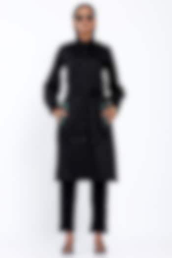 Black Cotton Trench Coat by SNOB