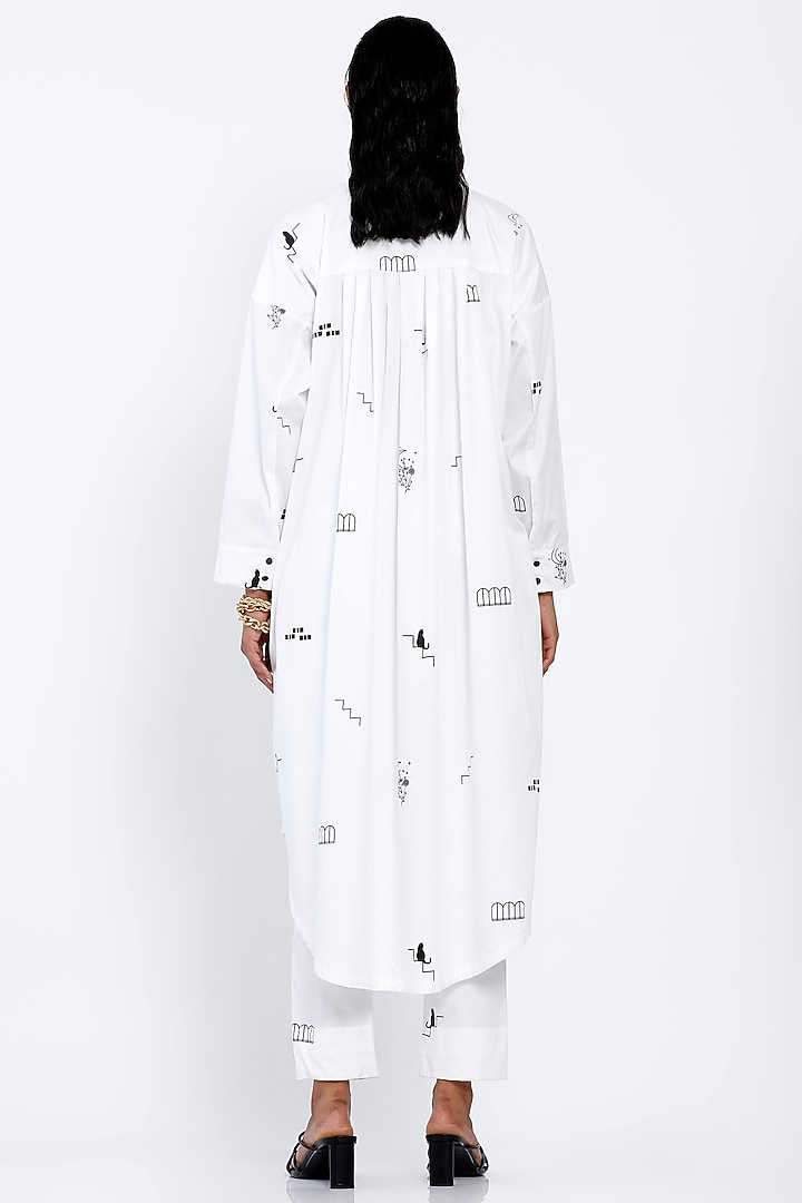 White Printed Pintuck Tunic by SNOB at Pernia's Pop Up Shop