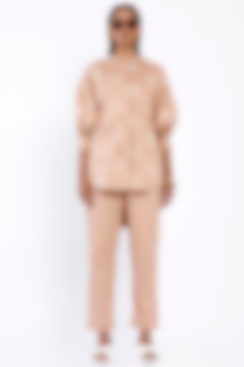 Nude Printed Shirt Tunic by SNOB at Pernia's Pop Up Shop