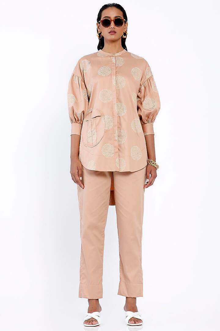 Nude Printed Shirt Tunic by SNOB at Pernia's Pop Up Shop