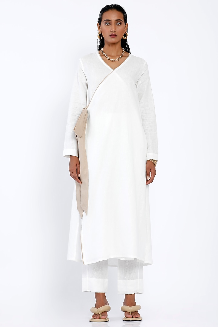 White Linen Wrap Tunic Set by SNOB at Pernia's Pop Up Shop