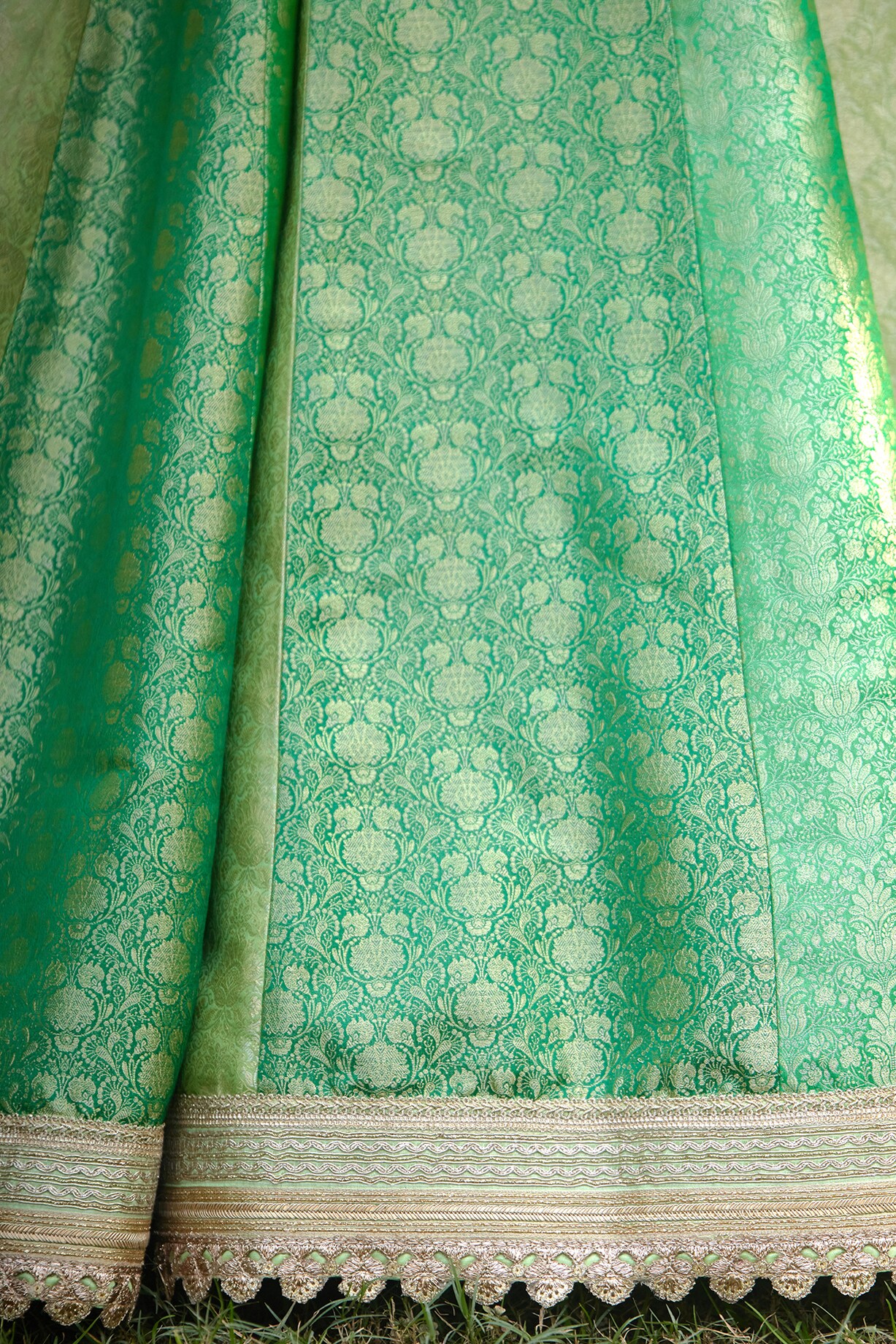 Yellow Brocade Organza Bridesmaid Lehenga With Zardosi Embroidery