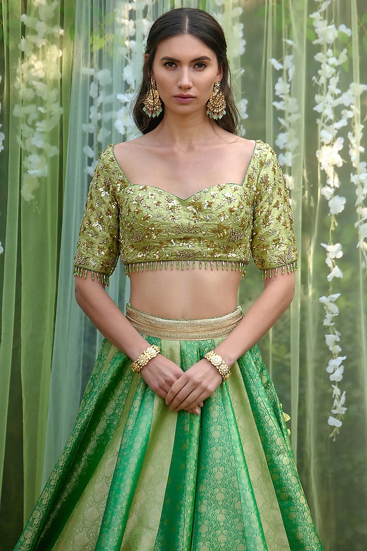 Green Lehenga Set. – Shyam Narayan Prasad