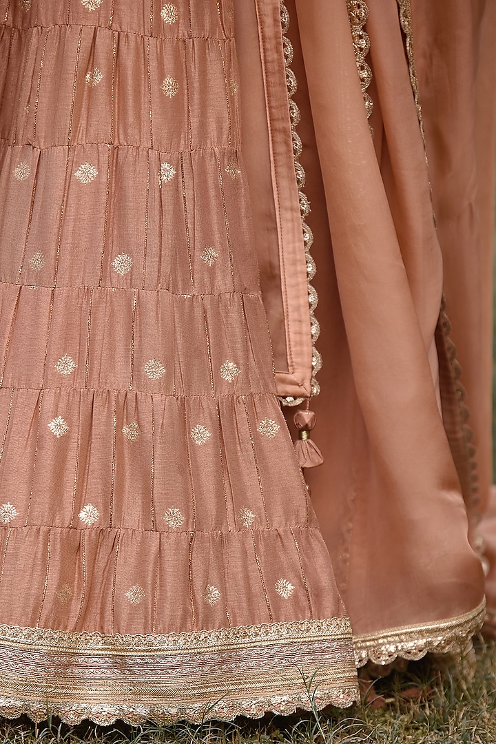 Neutral Pink Brocade Wedding Lehenga Set by Shyam Narayan Prasad at Pernia's Pop Up Shop