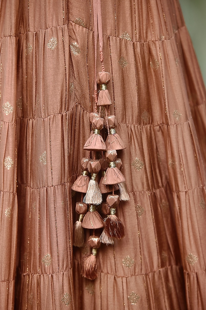 Neutral Pink Brocade Wedding Lehenga Set by Shyam Narayan Prasad at Pernia's Pop Up Shop