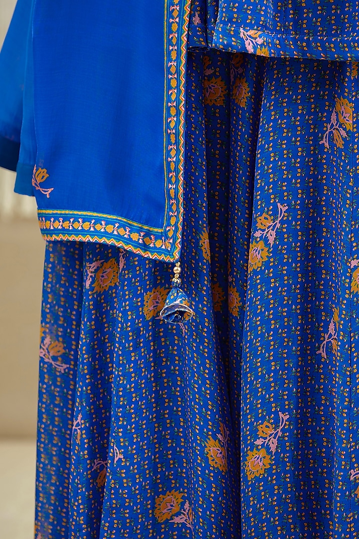 Celtic Blue Printed Wedding Sharara Set by Shyam Narayan Prasad at Pernia's Pop Up Shop