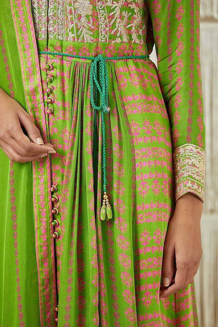 Fresh Green Embroidered Wedding Anarkali Set by Shyam Narayan Prasad at Pernia's Pop Up Shop