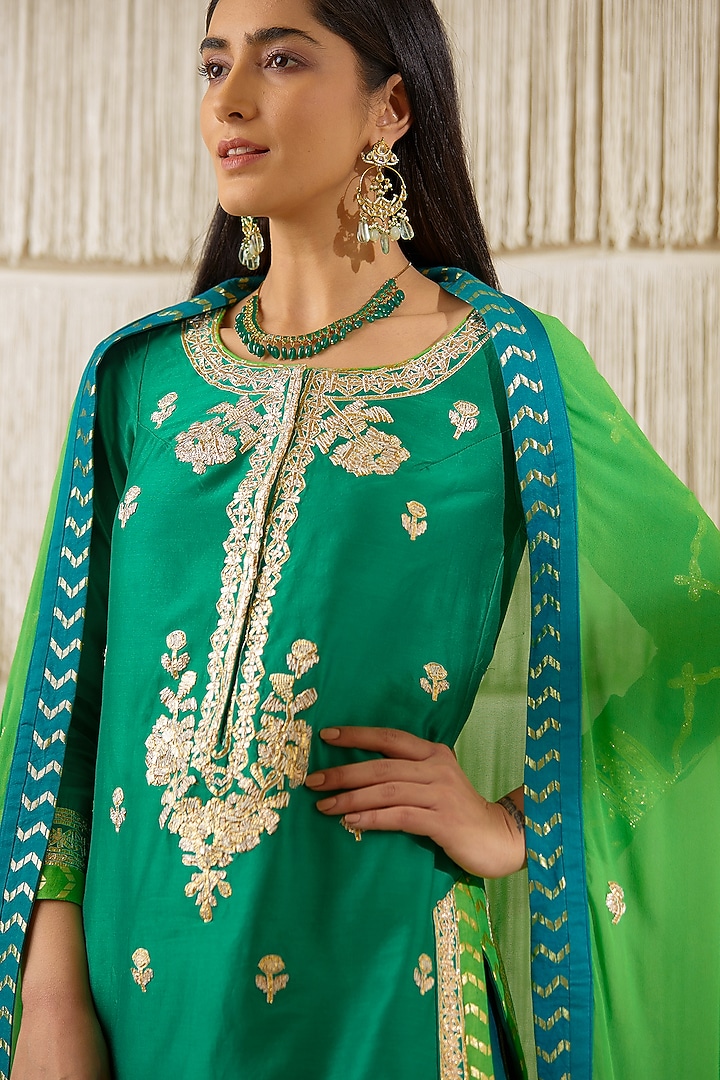 Paisley Blue Embroidered Wedding Sharara Set by Shyam Narayan Prasad at Pernia's Pop Up Shop