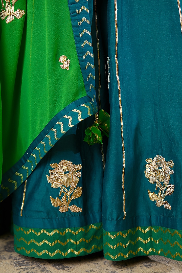 Paisley Blue Embroidered Wedding Sharara Set by Shyam Narayan Prasad at Pernia's Pop Up Shop
