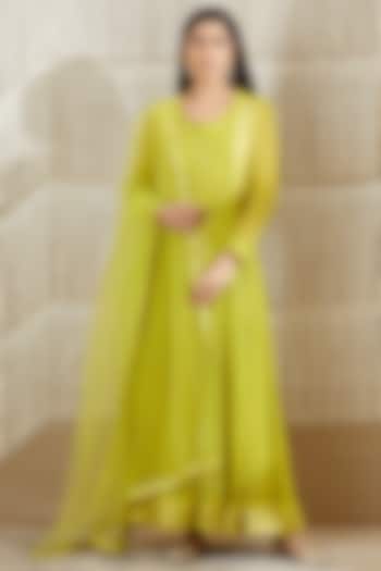 Akira Green Embroidered Party Wear Anarkali Set by Shyam Narayan Prasad at Pernia's Pop Up Shop