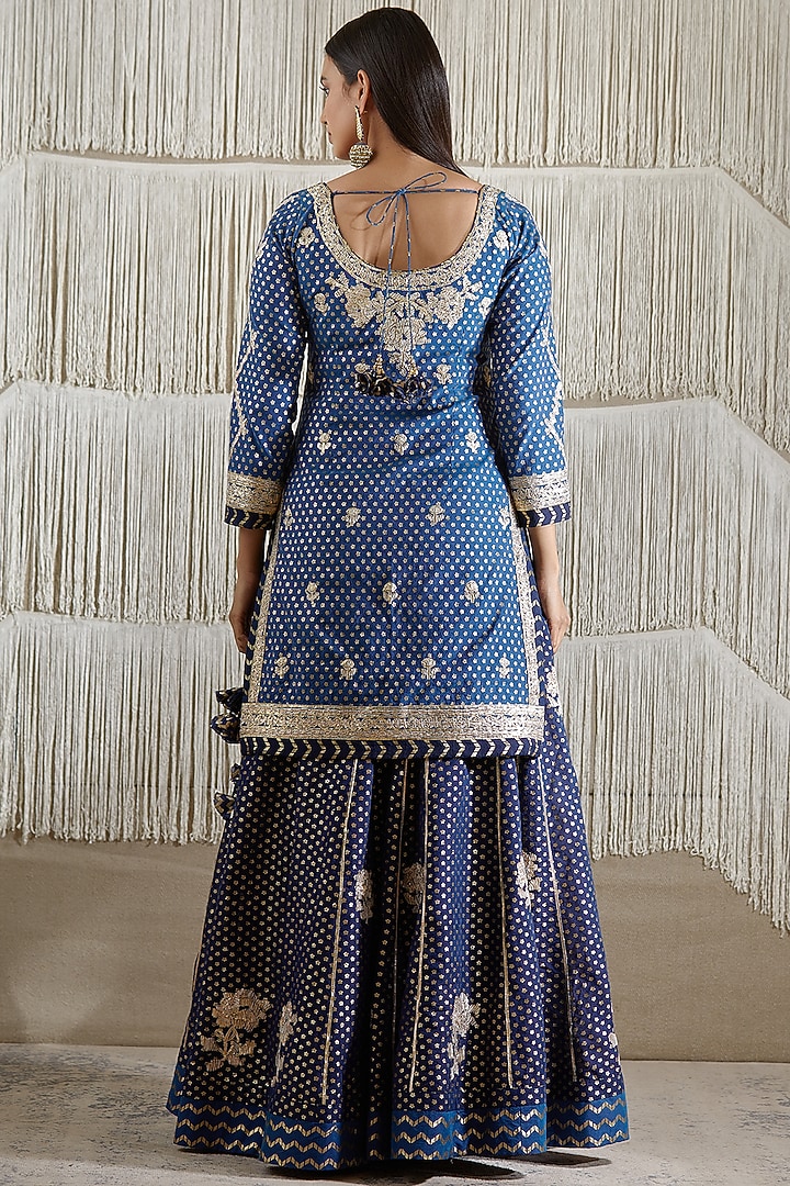 Spectrum Blue Embroidered Skirt Set by Shyam Narayan Prasad at Pernia's Pop Up Shop