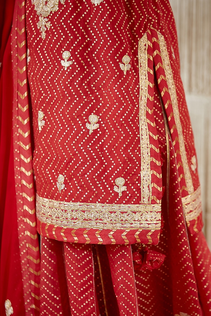 Clear Red Embroidered Wedding Sharara Set by Shyam Narayan Prasad at Pernia's Pop Up Shop