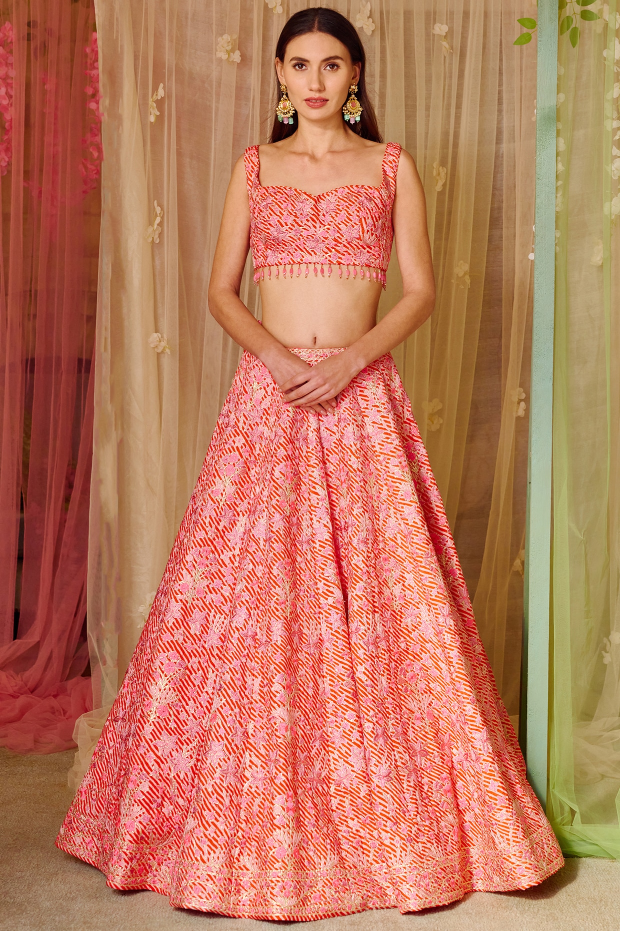 Buy Bright Pink Banglori Silk Lehenga with Banglori Silk Choli Online -  LLCV00957 | Andaaz Fashion
