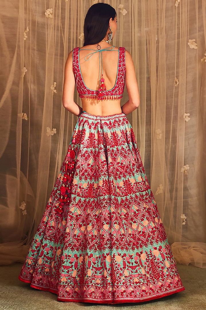 Pink Brocade Embroidered Bridal Lehenga Set by Shyam Narayan Prasad at Pernia's Pop Up Shop