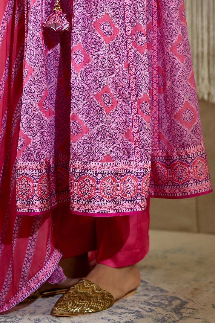 Pinkish Purple Cotton Satin Angrakha Kurta Set by Shyam Narayan Prasad at Pernia's Pop Up Shop