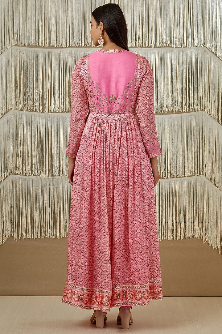 Pink Zardosi Embroidered Wedding Anarkali Set by Shyam Narayan Prasad at Pernia's Pop Up Shop