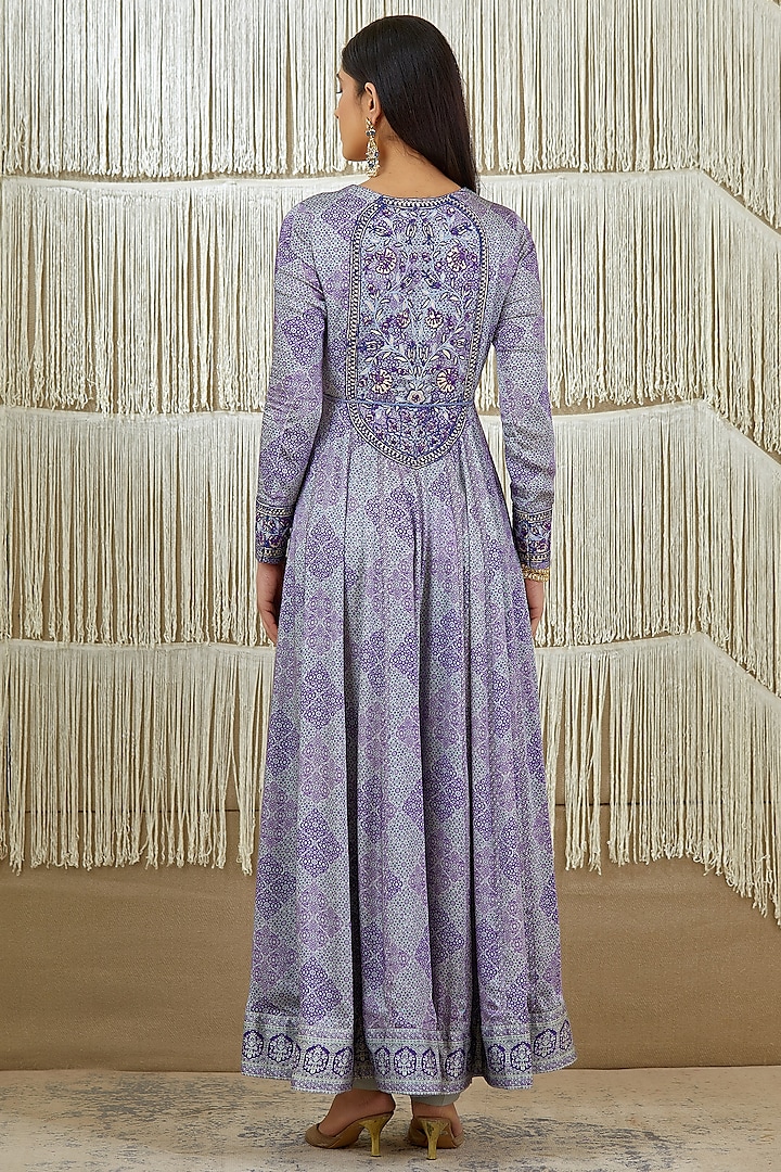 Purple Embroidered Wedding Anarkali Set by Shyam Narayan Prasad at Pernia's Pop Up Shop