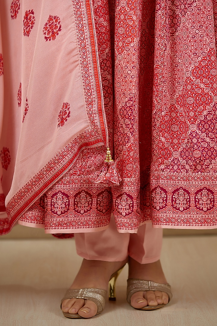 Pink Embroidered & Printed Wedding Anarkali Set by Shyam Narayan Prasad at Pernia's Pop Up Shop