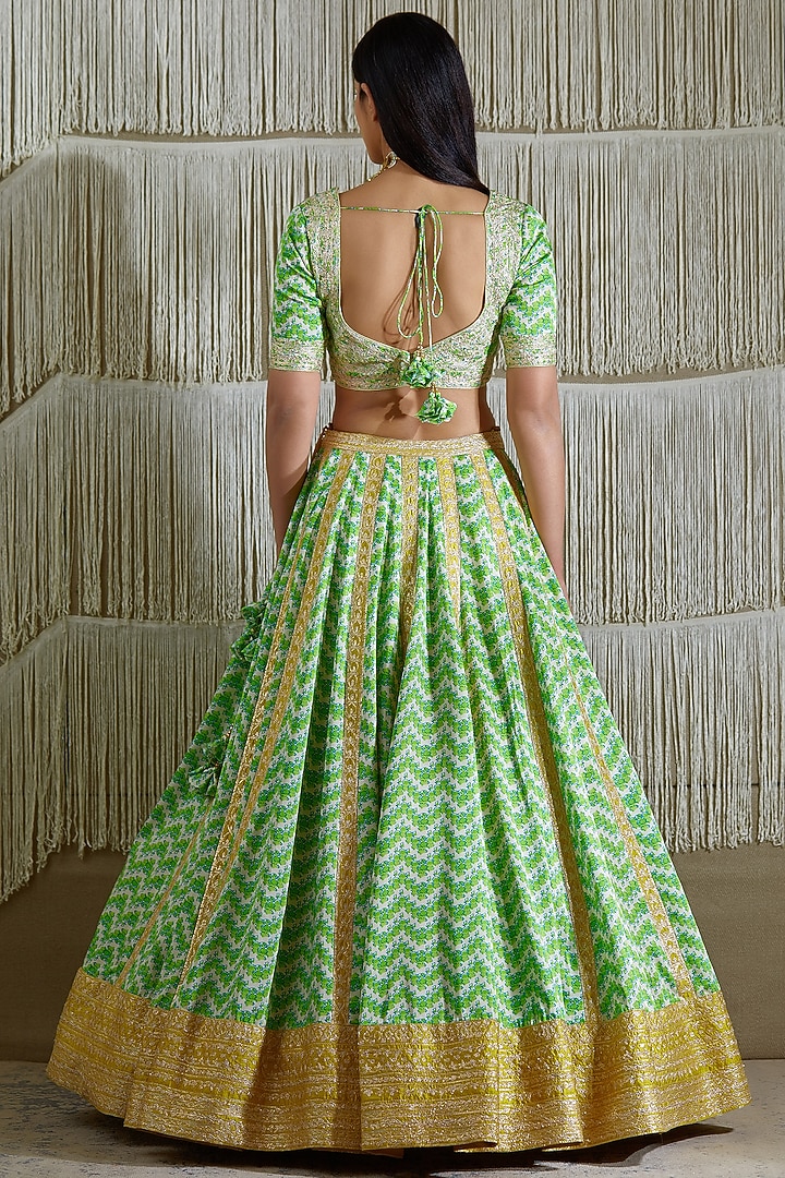 Green Gota Embroidered Wedding Lehenga Set by Shyam Narayan Prasad at Pernia's Pop Up Shop