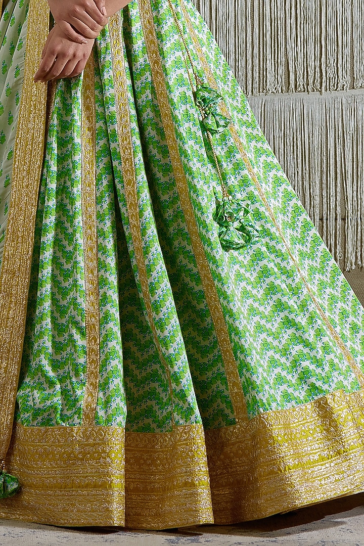 Green Gota Embroidered Wedding Lehenga Set by Shyam Narayan Prasad at Pernia's Pop Up Shop
