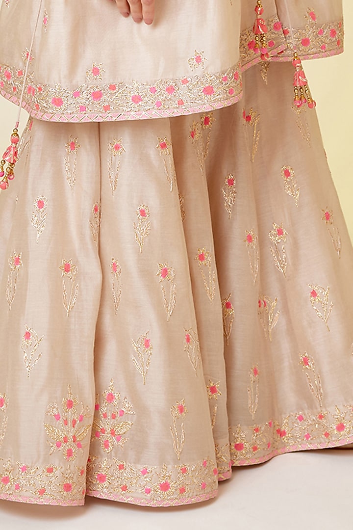 Angora White Chanderi Silk Embroidered Wedding Sharara Set by Shyam Narayan Prasad at Pernia's Pop Up Shop