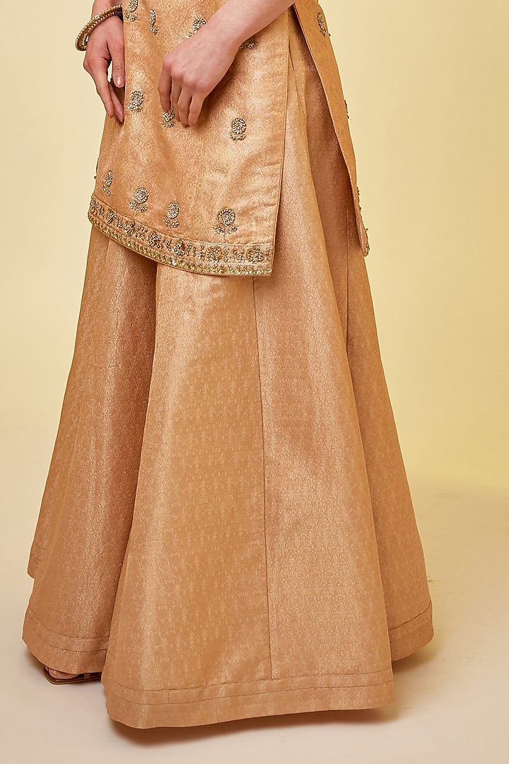 Rose Pink Brocade Wedding Sharara Set by Shyam Narayan Prasad at Pernia's Pop Up Shop