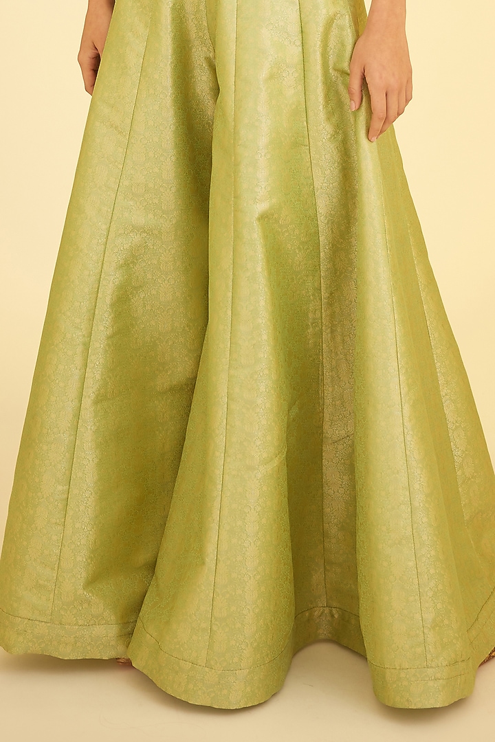 Green Brocade Party Wear Sharara Set by Shyam Narayan Prasad at Pernia's Pop Up Shop