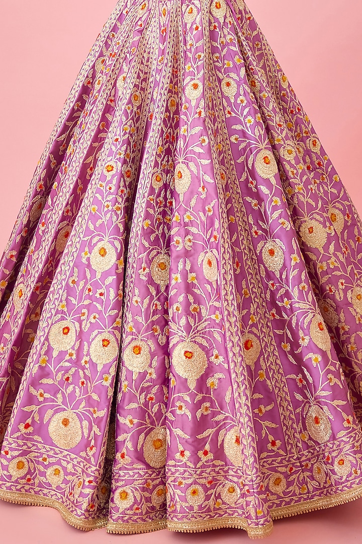 Orchid Lavender Silk Embroidered Wedding Lehenga Set by Shyam Narayan Prasad at Pernia's Pop Up Shop