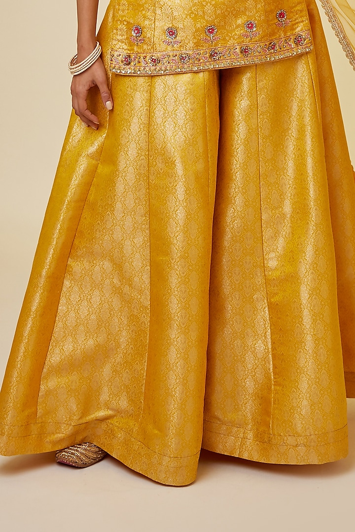 Spectra Yellow Brocade Party Wear Sharara Set by Shyam Narayan Prasad at Pernia's Pop Up Shop
