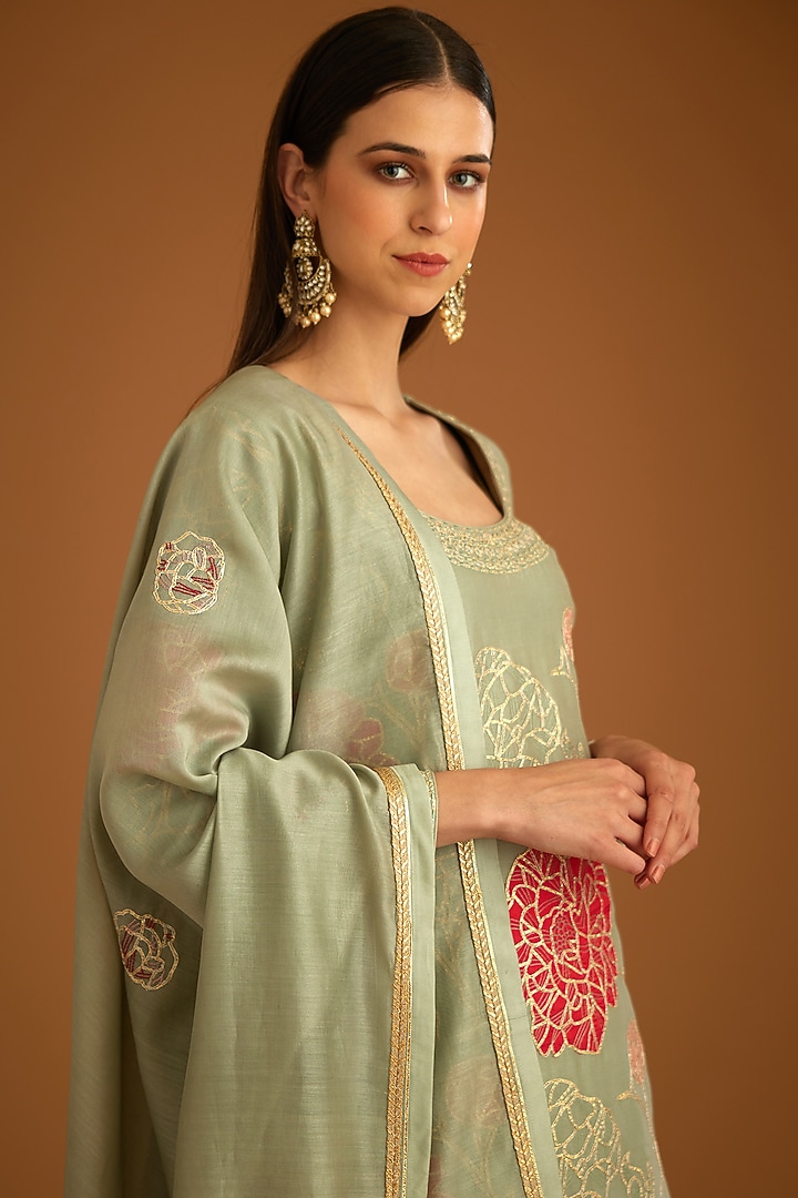 Smoke Blue Georgette Wedding Sharara Set by Shyam Narayan Prasad at Pernia's Pop Up Shop