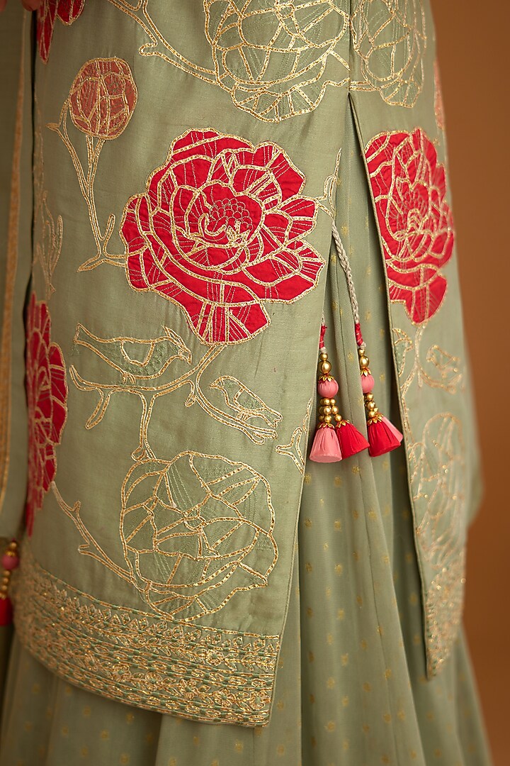 Smoke Blue Georgette Wedding Sharara Set by Shyam Narayan Prasad at Pernia's Pop Up Shop