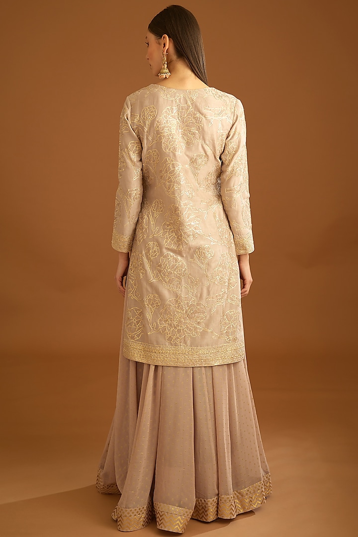 Neutral Georgette Wedding Sharara Set by Shyam Narayan Prasad at Pernia's Pop Up Shop