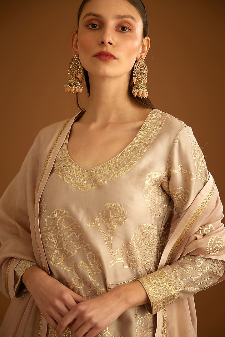 Neutral Georgette Wedding Sharara Set by Shyam Narayan Prasad at Pernia's Pop Up Shop