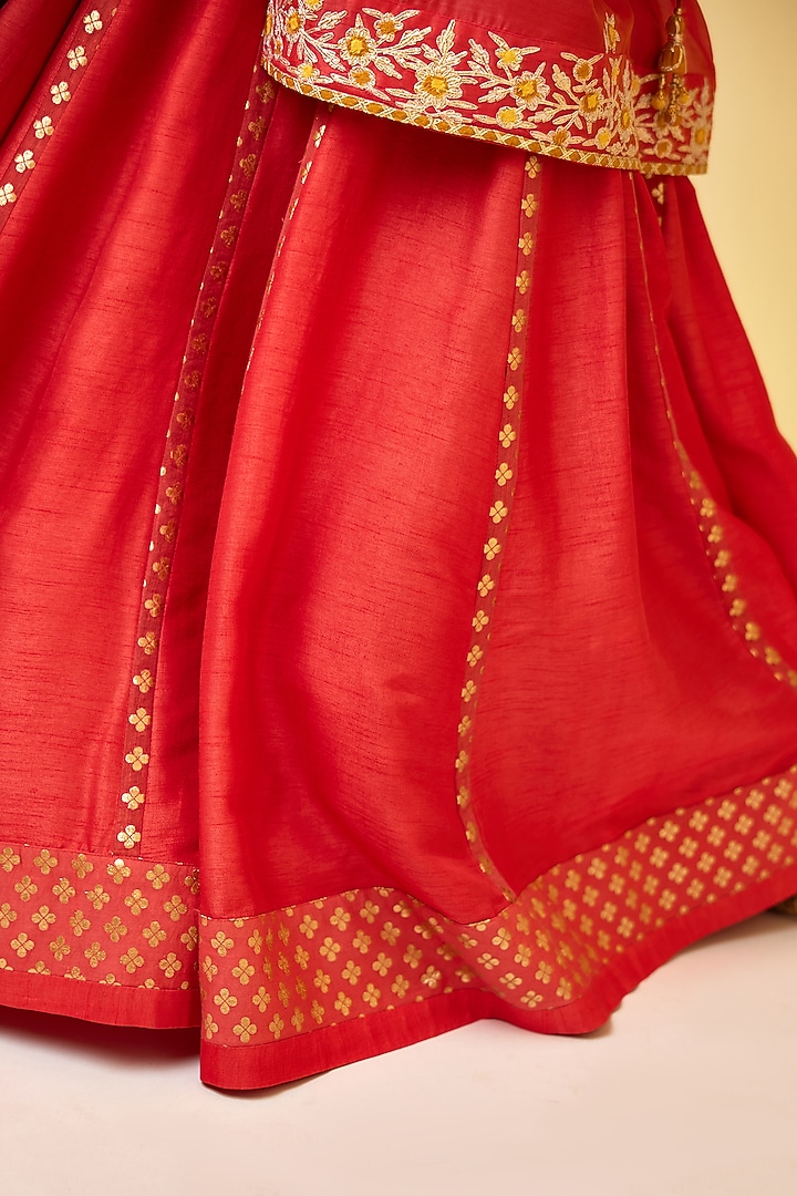 Spicy Orange Chanderi Silk Embroidered Kurta Set by Shyam Narayan Prasad at Pernia's Pop Up Shop