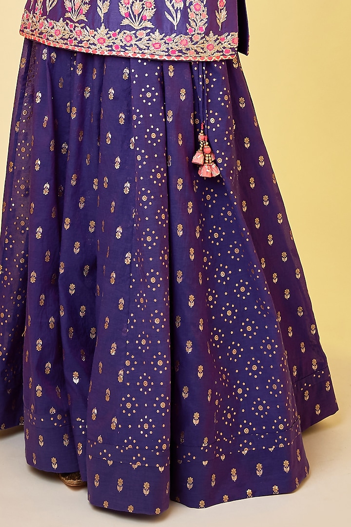 Purple Pink Silk Chanderi Embroidered Skirt Set by Shyam Narayan Prasad at Pernia's Pop Up Shop