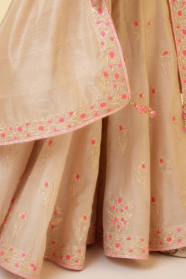 Angora White Chanderi Silk Embroidered Wedding Sharara Set by Shyam Narayan Prasad at Pernia's Pop Up Shop