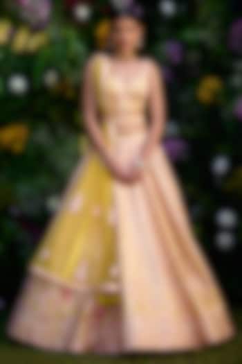 Spectra Yellow Raw Silk Thread Embroidered Wedding Lehenga Set by Shyam Narayan Prasad at Pernia's Pop Up Shop