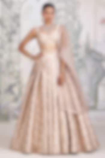 Moonlight Grey Banarasi Silk Brocade Zardosi Embroidered Wedding Lehenga Set by Shyam Narayan Prasad at Pernia's Pop Up Shop